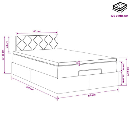 Ottoman seng med madras Gråbrun 120 x 190 cm Stof