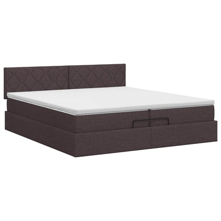 Ottoman seng med madras Mørk Brun 200 x 200 cm Stof