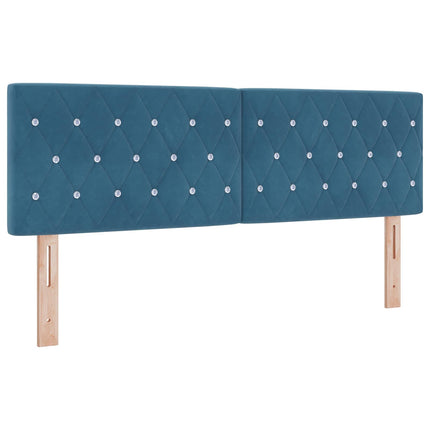 Ottoman seng med madras med hovedgærde 2 pcs Mørk blå Fløjl