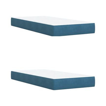Ottoman seng med madras med hovedgærde 2 pcs Mørk blå Fløjl