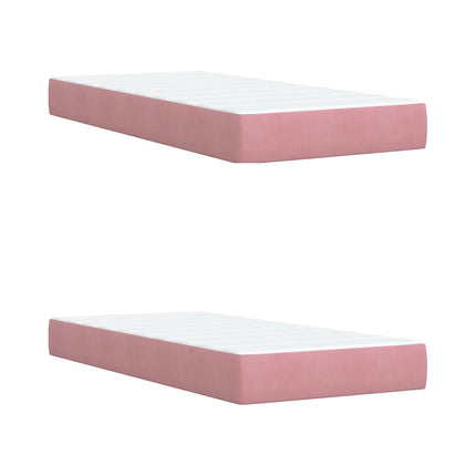 Ottoman seng med madras med hovedgærde 2 pcs Lyserød Fløjl