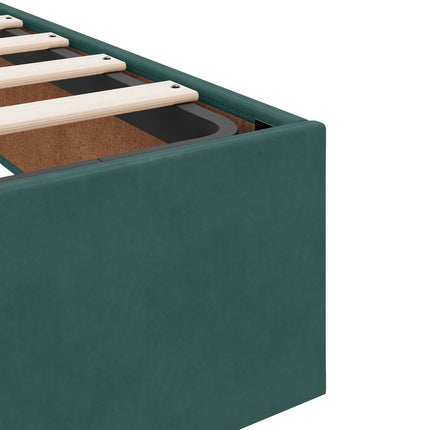 Ottoman seng med madras med hovedgærde 2 stk. Mørkegrøn Fløjl
