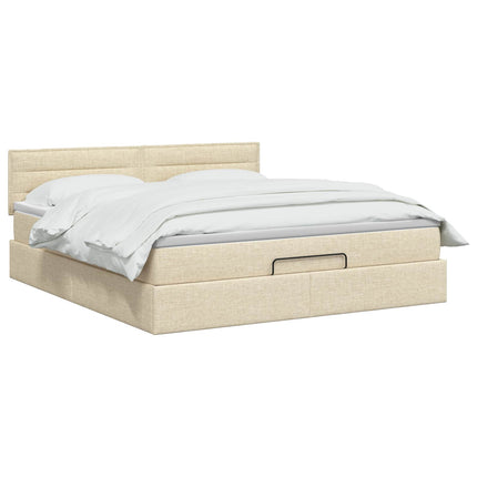 Ottoman seng med madras og LED Cremefarvet 140 x 200 cm Stof