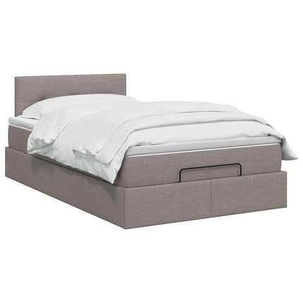 Ottoman seng med madras og LED Gråbrun 120 x 190 cm Stof