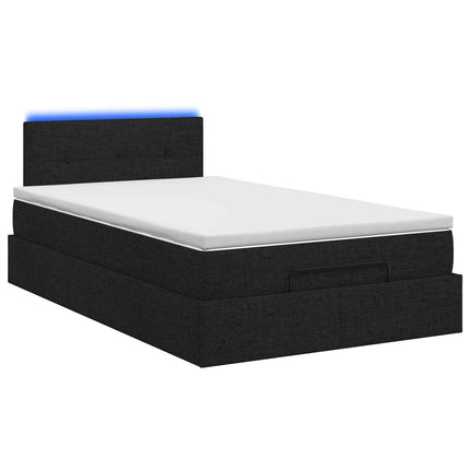Ottoman seng med madras og LED Sort 120 x 200 cm Stof