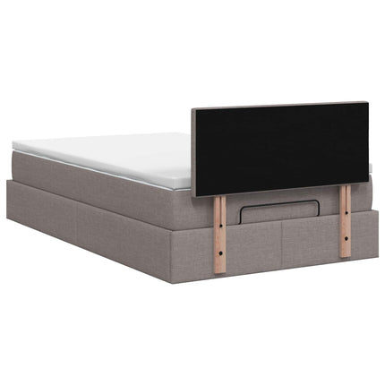 Ottoman seng med madras og LED Gråbrun 120 x 200 cm Stof