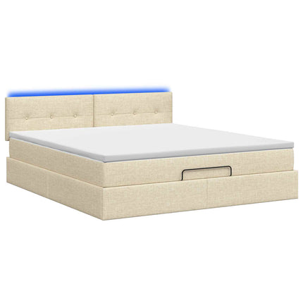 Ottoman seng med madras og LED Cremefarvet 140 x 190 cm Stof
