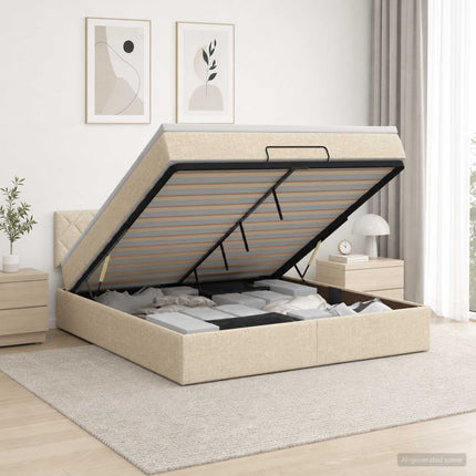 Ottoman seng med madras Cremefarvet 180 x 200 cm Stof