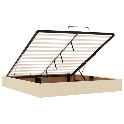 Ottoman seng med madras og LED Cremefarvet 200 x 200 cm Stof