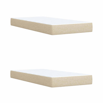 Ottoman seng med madras og LED Cremefarvet 200 x 200 cm Stof