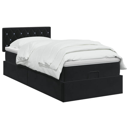Ottoman seng med madras og LED Sort 100 x 200 cm Velour