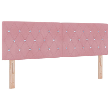 Ottoman seng med madras og LED Lyserød 140 x 200 cm Velour