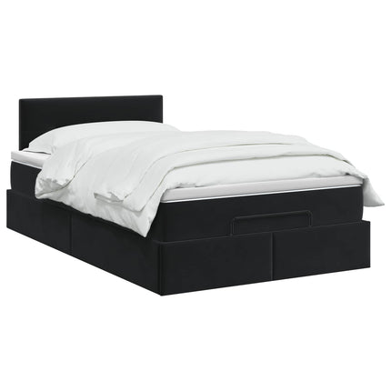 Ottoman seng med madras og LED Sort 120 x 190 cm Velour