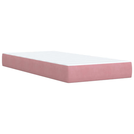 Ottoman seng med madras og LED Lyserød 90 x 200 cm Velour