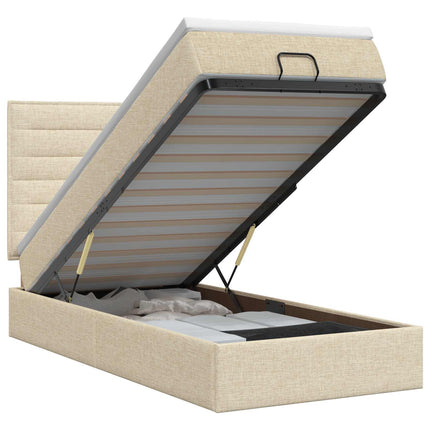Ottoman seng med madras Cremefarvet 90 x 200 cm Stof
