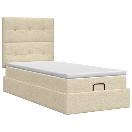 Ottoman seng med madras Cremefarvet 80 x 200 cm Stof