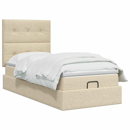 Ottoman seng med madras Cremefarvet 90 x 190 cm Stof