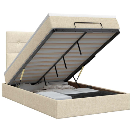 Ottoman seng med madras Cremefarvet 120 x 190 cm Stof