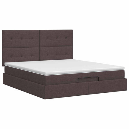Ottoman seng med madras Mørk Brun 140 x 190 cm Stof