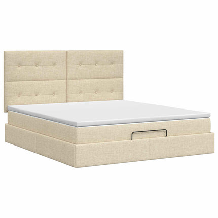 Ottoman seng med madras Cremefarvet 140 x 190 cm Stof