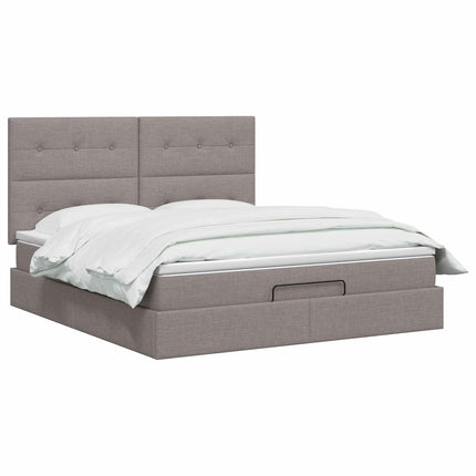 Ottoman seng med madras Gråbrun 180 x 200 cm Stof