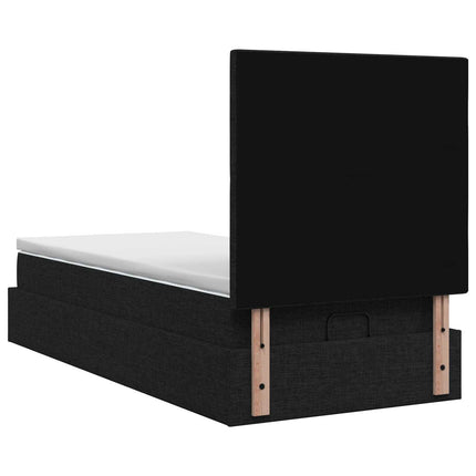 Ottoman seng med madras med hovedgærde Sort 90 x 190 cm Stof