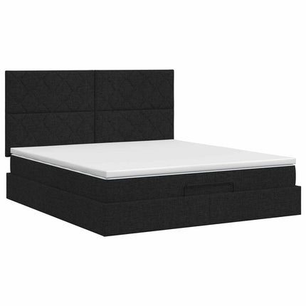Ottoman seng med madras med hovedgærde Sort 140 x 190 cm Stof