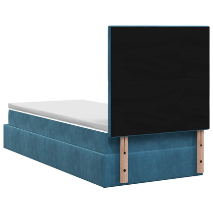 Ottoman seng med madras Mørk blå 90 x 190 cm Fløjl