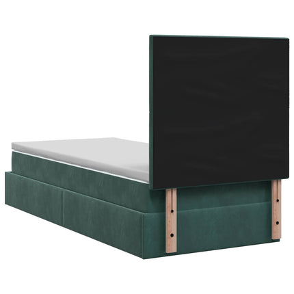 Ottoman seng med madras Mørkegrøn 100 x 200 cm Fløjl