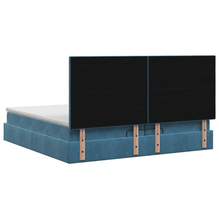 Ottoman seng med madras Mørk blå 200 x 200 cm Fløjl
