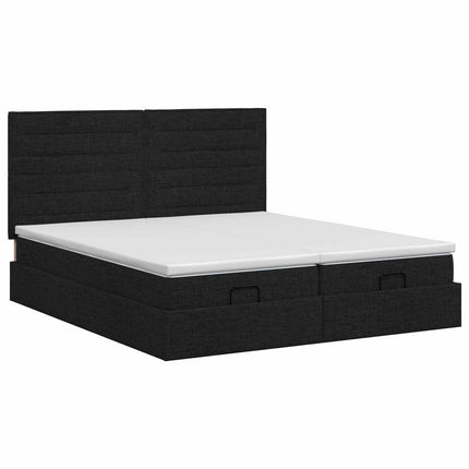 Ottoman seng med madras med hovedgærde 2 pcs Sort Stof