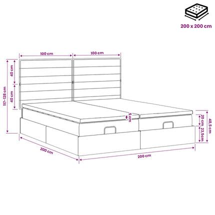 Ottoman seng med madras med hovedgærde 2 pcs Sort Stof