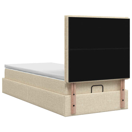 Ottoman seng med madras og LED Cremefarvet 80 x 200 cm Stof