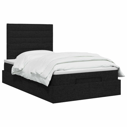 Ottoman seng med madras og LED Sort 120 x 200 cm Stof