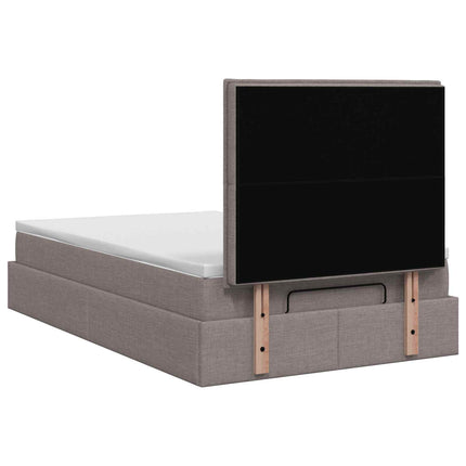 Ottoman seng med madras og LED Gråbrun 120 x 200 cm Stof