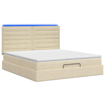Ottoman seng med madras og LED Cremefarvet 140 x 190 cm Stof