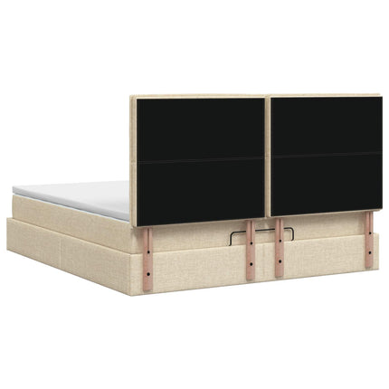 Ottoman seng med madras og LED Cremefarvet 140 x 200 cm Stof