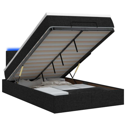 Ottoman seng med madras og LED Sort 120 x 190 cm Stof