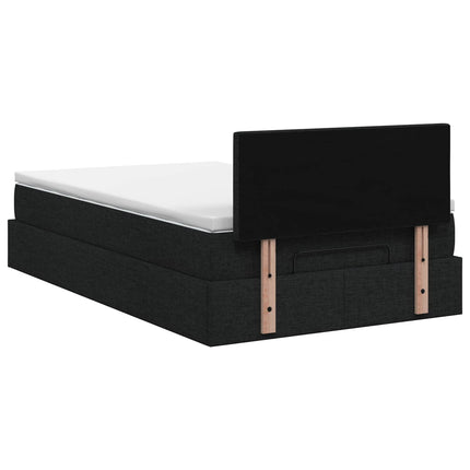 Ottoman seng med madras og LED Sort 120 x 190 cm Stof