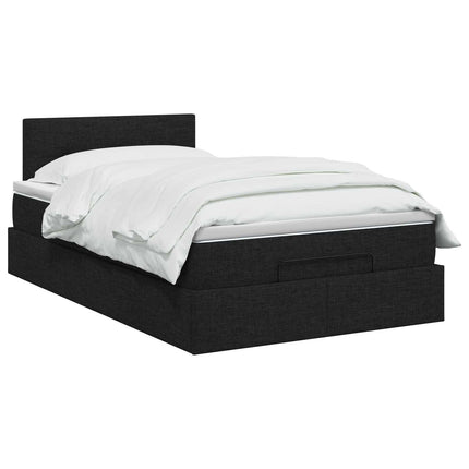 Ottoman seng med madras og LED Sort 120 x 190 cm Stof