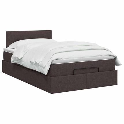 Ottoman seng med madras og LED Mørk Brun 120 x 190 cm Stof