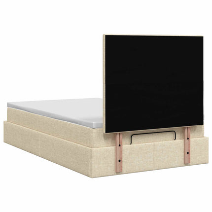 Ottoman seng med madras og LED Cremefarvet 120 x 200 cm Stof