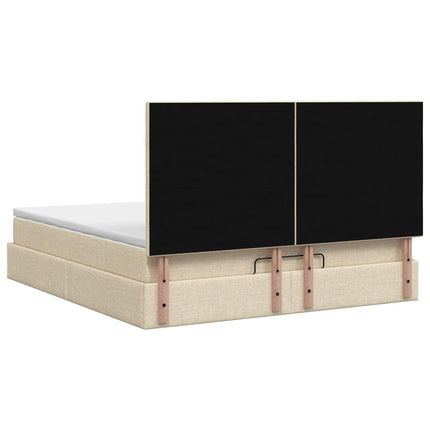 Ottoman seng med madras og LED Cremefarvet 140 x 190 cm Stof