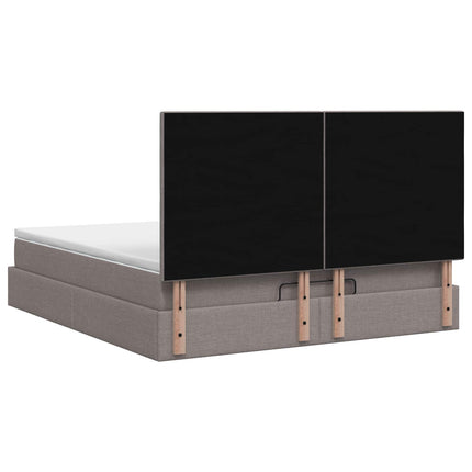 Ottoman seng med madras og LED Gråbrun 140 x 200 cm Stof