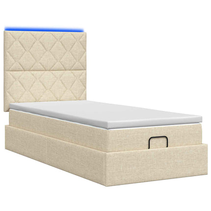 Ottoman seng med madras og LED Cremefarvet 80 x 200 cm Stof