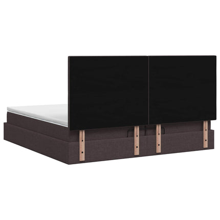 Ottoman seng med madras og LED Mørk Brun 200 x 200 cm Stof