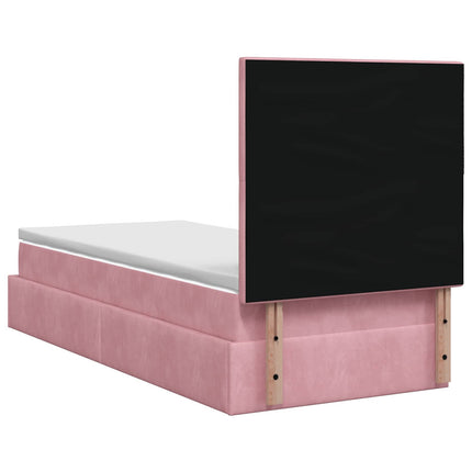 Ottoman seng med madras og LED Lyserød 90 x 190 cm Fløjl
