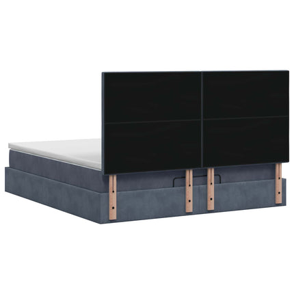 Ottoman seng med madras og LED Mørkegrå 160 x 200 cm Fløjl