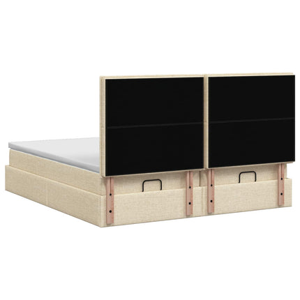 Ottoman seng med madras og LED Cremefarvet 200 x 200 cm Stof