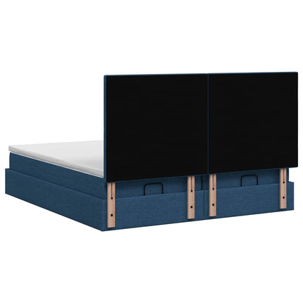 Ottoman seng med madras og LED Blå 160 x 200 cm Stof